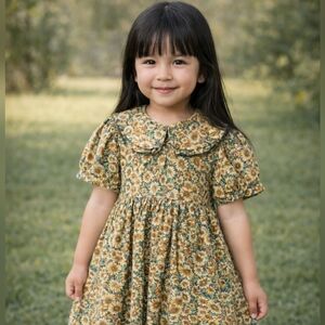 One of A Kind Handmade Sunflower Dress Autumn Fall Princess Kids Size 5/6